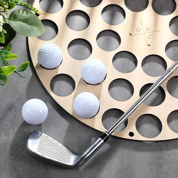42-Hole Wooden Golf Ball Stand | Laser-Cut Organizer for Golf Lovers | Durable & High-Quality Storage Rack Does Not Apply