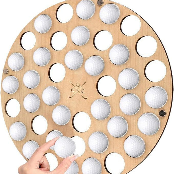 42-Hole Wooden Golf Ball Stand | Laser-Cut Organizer for Golf Lovers | Durable & High-Quality Storage Rack Does Not Apply