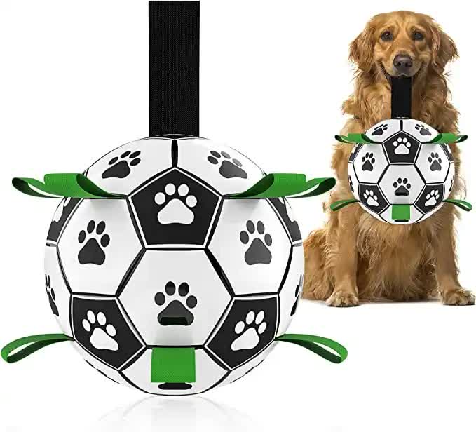 15*15cm Interactive Dog Toy Soccer Ball with Rope | Outdoor Fetch & Tug Play for Dogs | Training & Exercise Pet Toy Unique
