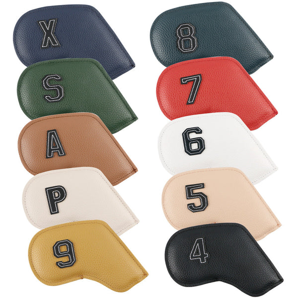 Premium PU Leather Golf Iron Headcover Set (10pcs) | Numbered 3-9, P, S, A | Protective Club Covers for Irons Does Not Apply