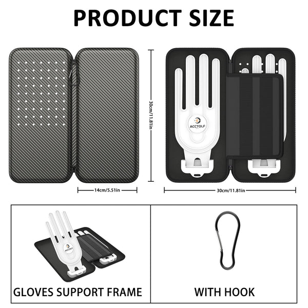 Premium Golf Glove Holder Case - Keeps Gloves Dry & Shaped, Carbon Fiber Look with Hook (Gloves Not Included) Does Not Apply