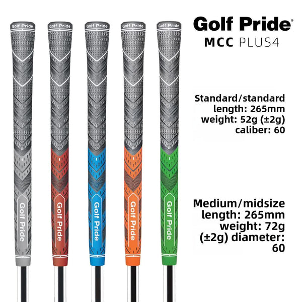 2 Pcs Blue Standard MCC PLUS4 Golf Grip - Standard Rubber and Cotton Thread Hybrid, 265 mm, 52g, Core 60 Does Not Apply