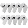 White Golf Iron Head Covers Set of 10 - Waterproof PU Leather Club Protectors with Embroidered Numbers (3-9, P, A, S)