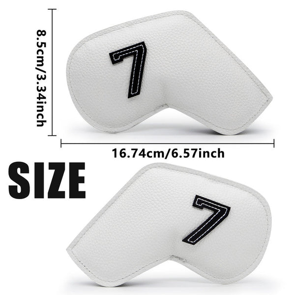 White Golf Iron Head Covers Set of 10 - Waterproof PU Leather Club Protectors with Embroidered Numbers (3-9, P, A, S) Does Not Apply