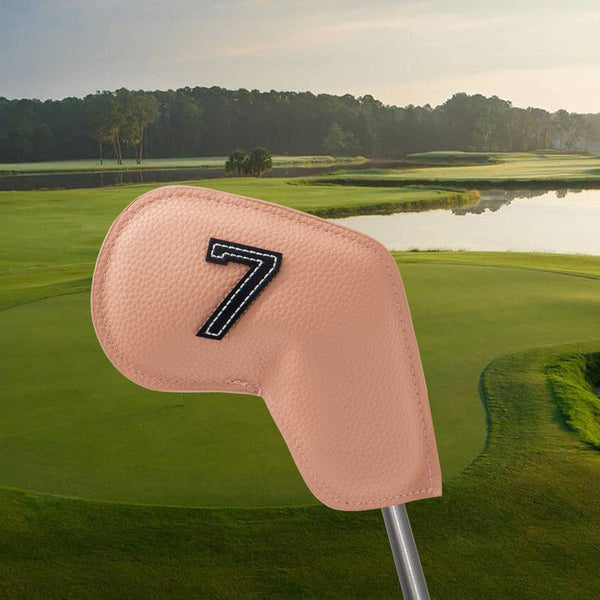 Khaki Golf Iron Head Covers Set of 10 - Waterproof PU Leather Club Protectors with Embroidered Numbers (3-9, P, A, S) Does Not Apply