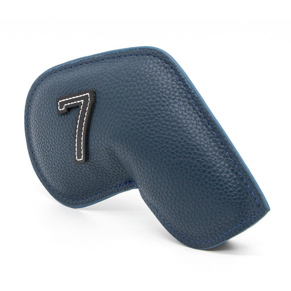 Dark Blue Golf Iron Head Covers Set of 10 - Waterproof PU Leather Club Protectors with Embroidered Numbers (3-9, P, A, S) Does Not Apply