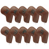Brown Golf Iron Head Covers Set of 10 - Waterproof PU Leather Club Protectors with Embroidered Numbers (3-9, P, A, S)