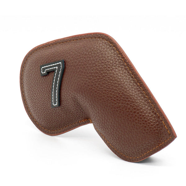 Brown Golf Iron Head Covers Set of 10 - Waterproof PU Leather Club Protectors with Embroidered Numbers (3-9, P, A, S) Does Not Apply