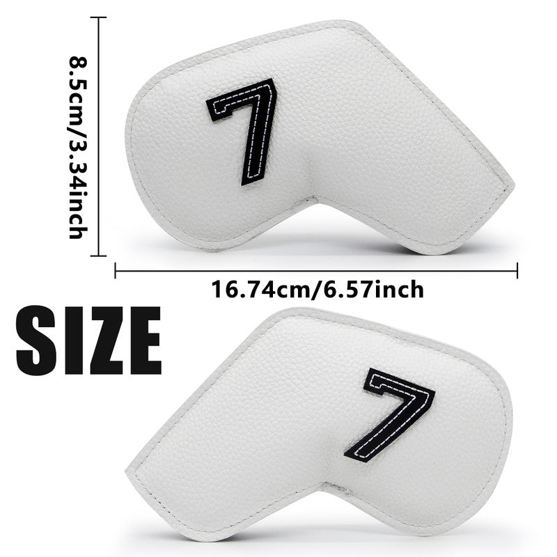 Brown Golf Iron Head Covers Set of 10 - Waterproof PU Leather Club Protectors with Embroidered Numbers (3-9, P, A, S)