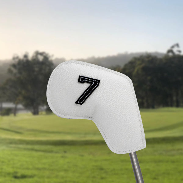 Yellow Golf Iron Head Covers Set of 10 - Waterproof PU Leather Club Protectors with Embroidered Numbers (3-9, P, A, S) Does Not Apply