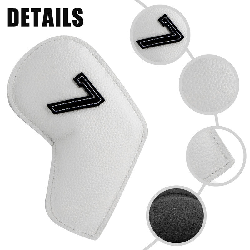Gray Green Golf Iron Head Covers Set of 10 - Waterproof PU Leather Club Protectors with Embroidered Numbers (3-9, P, A, S) Does Not Apply