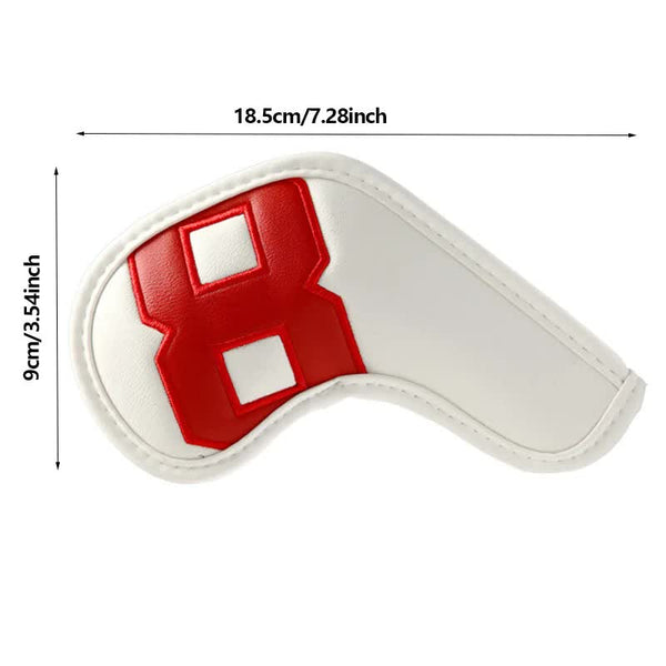 Colorful Words On White Background PU Leather Golf Iron Headcovers Set (10pcs) - Numbered Protective Club Covers (4-9, P, A, S, L) Universal Fit Does Not Apply