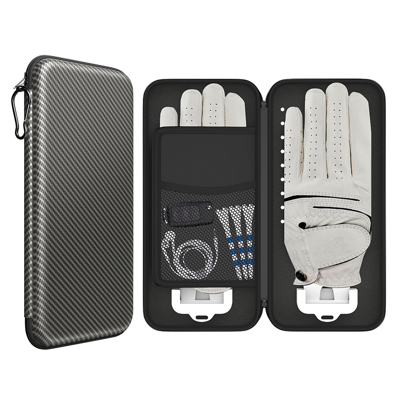 Grey Golf Glove Bag with Dual Glove Support Frame & Hook - Convenient Storage for Tees, Ball Markers and Golf Accessories Does Not Apply