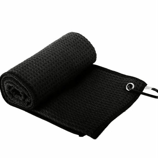 Black Microfiber Waffle Weave Golf Towel Set - 4 Pack (40x60cm) - Ultra Absorbent & Quick Drying Does Not Apply