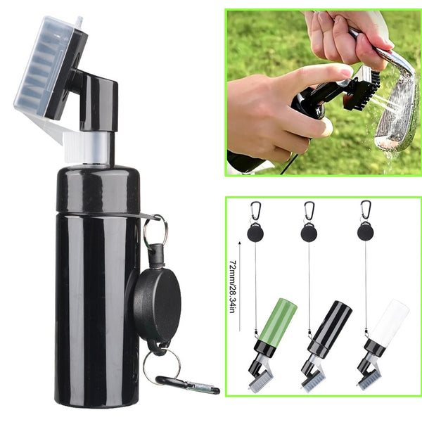 Portable Golf Club Groove Cleaner Brush with Water Spray Bottle & Retractable Keychain(black) Does Not Apply
