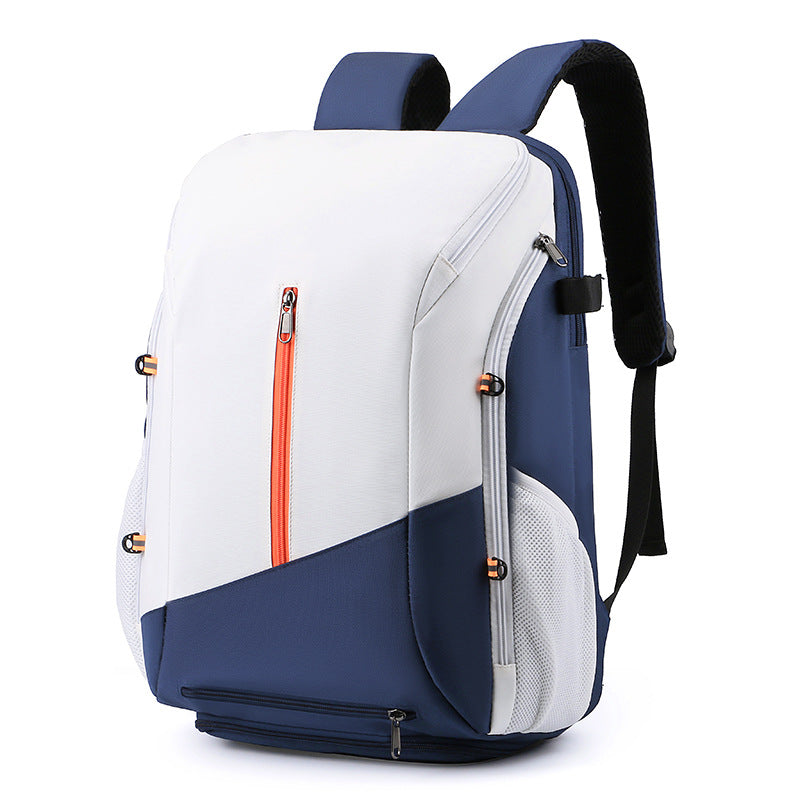 White and blue Multi-functional Sports Backpack for Men & Women - Waterproof Basketball, Badminton, Tennis & Soccer Bag with Shoe Compartment + Net Awezingly