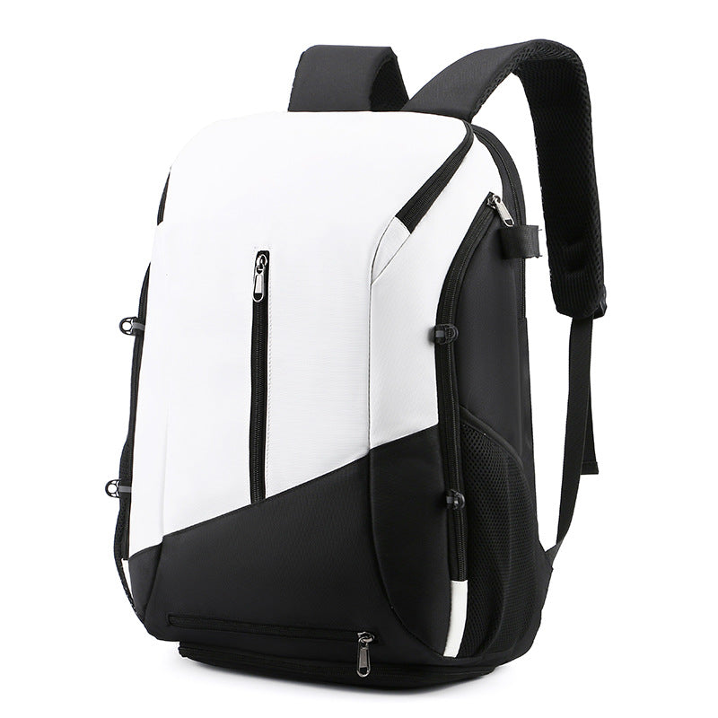 White and black Multi-functional Sports Backpack for Men & Women - Waterproof Basketball, Badminton, Tennis & Soccer Bag with Shoe Compartment + Net Awezingly