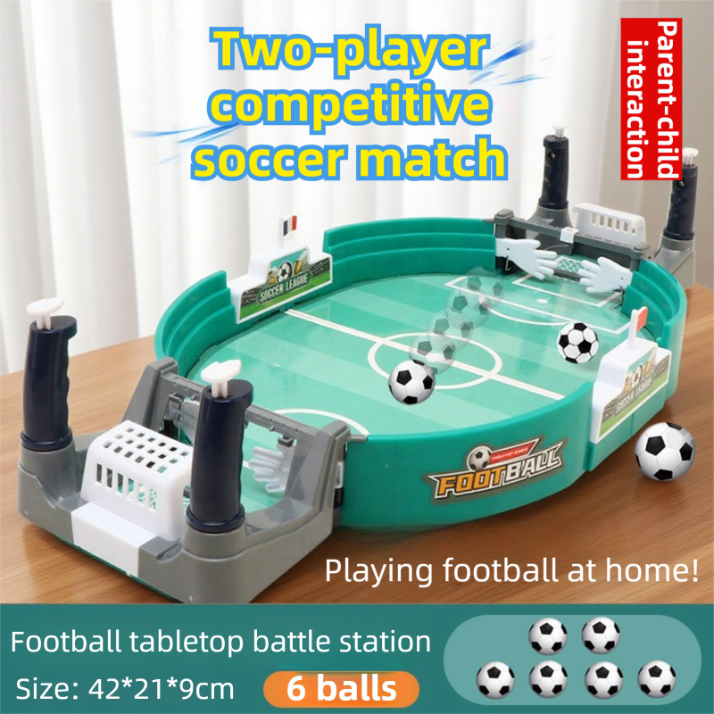 2-Player Large Interactive Tabletop Football Battle Toy for Kids & Adults with 6 Mini Soccer Balls(42x21x9CM) - No Battery Required Awezingly