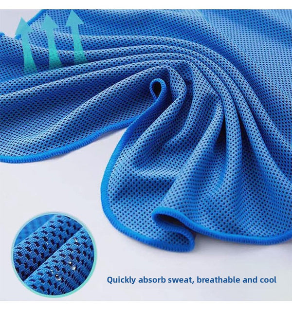Light Blue Football Instant Cooling Hooded Towel U-Shaped Sun Protection Quick Dry Scarf with Carabiner Pouch for Local Outdoor Sports and Gym Workouts