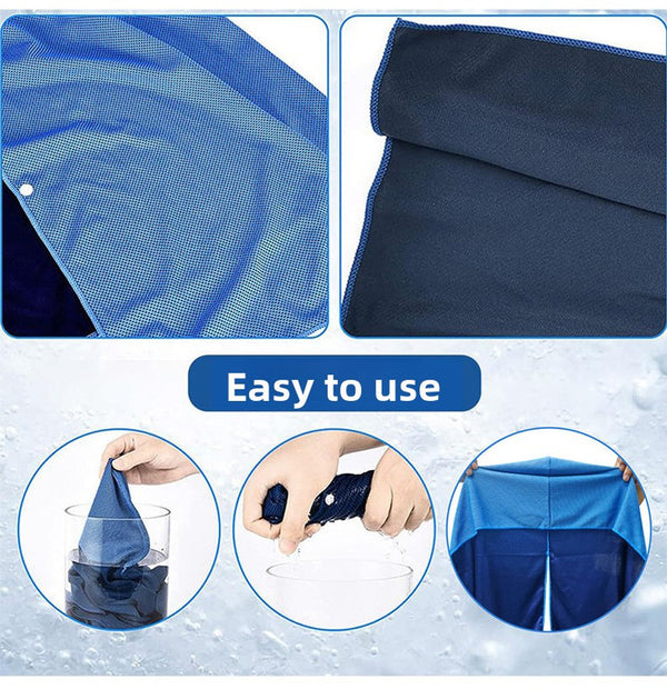 Rose red football Instant Cooling Hooded Towel U-Shaped Sun Protection Quick Dry Scarf with Carabiner Pouch for Local Outdoor Sports and Gym Workouts