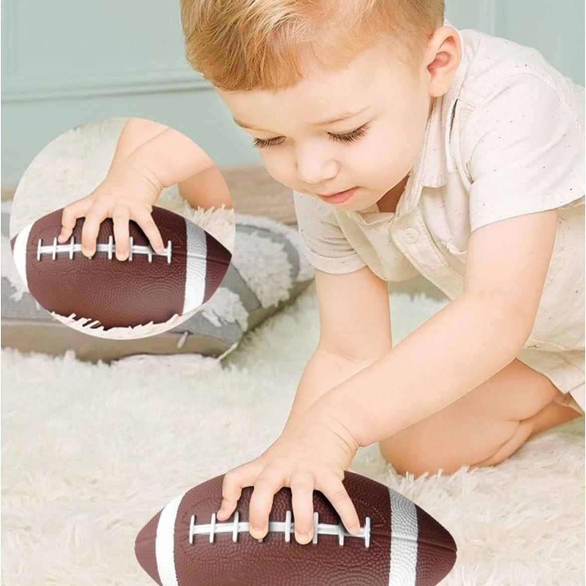 3-Pack 16cm Inflatable Sports Balls Set PVC Mini Soccer Basketball Rugby for Toddlers Kindergarten Outdoor Play Includes Hand Pump for Easy Inflation Unique