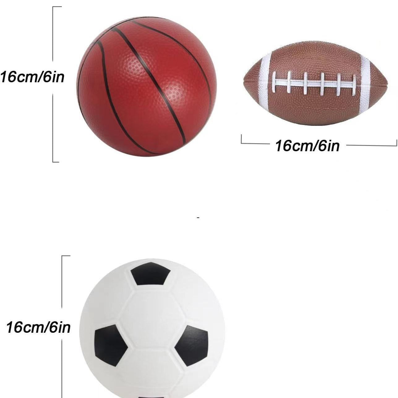 3-Pack 16cm Inflatable Sports Balls Set PVC Mini Soccer Basketball Rugby for Toddlers Kindergarten Outdoor Play Includes Hand Pump for Easy Inflation Unique