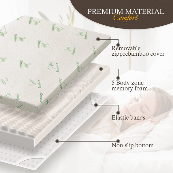 6cm Memory Foam Mattress Topper with Bamboo Cover - Double Does Not Apply
