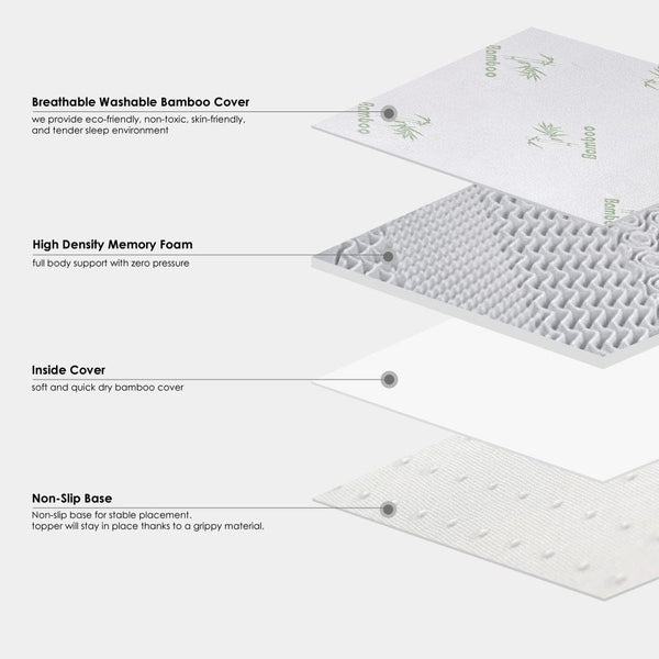 6cm Memory Foam Topper with Bamboo Mattress Cover - Queen Does Not Apply