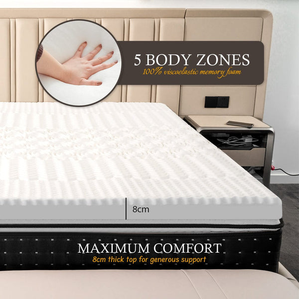 8cm Memory Foam Mattress Topper with Bamboo Cover - Single Size Does Not Apply