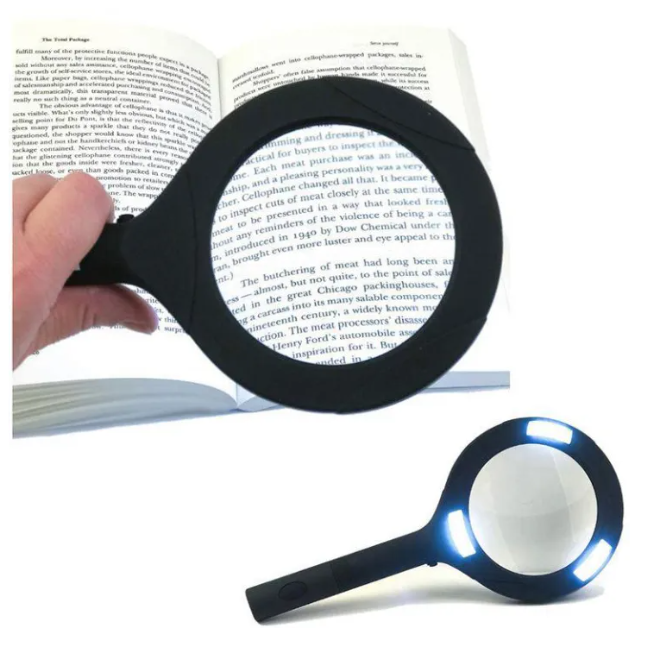 LED Magnifying Glass with COB Light-250 Lumens Glass Lens Ergonomic Handle Awezingly