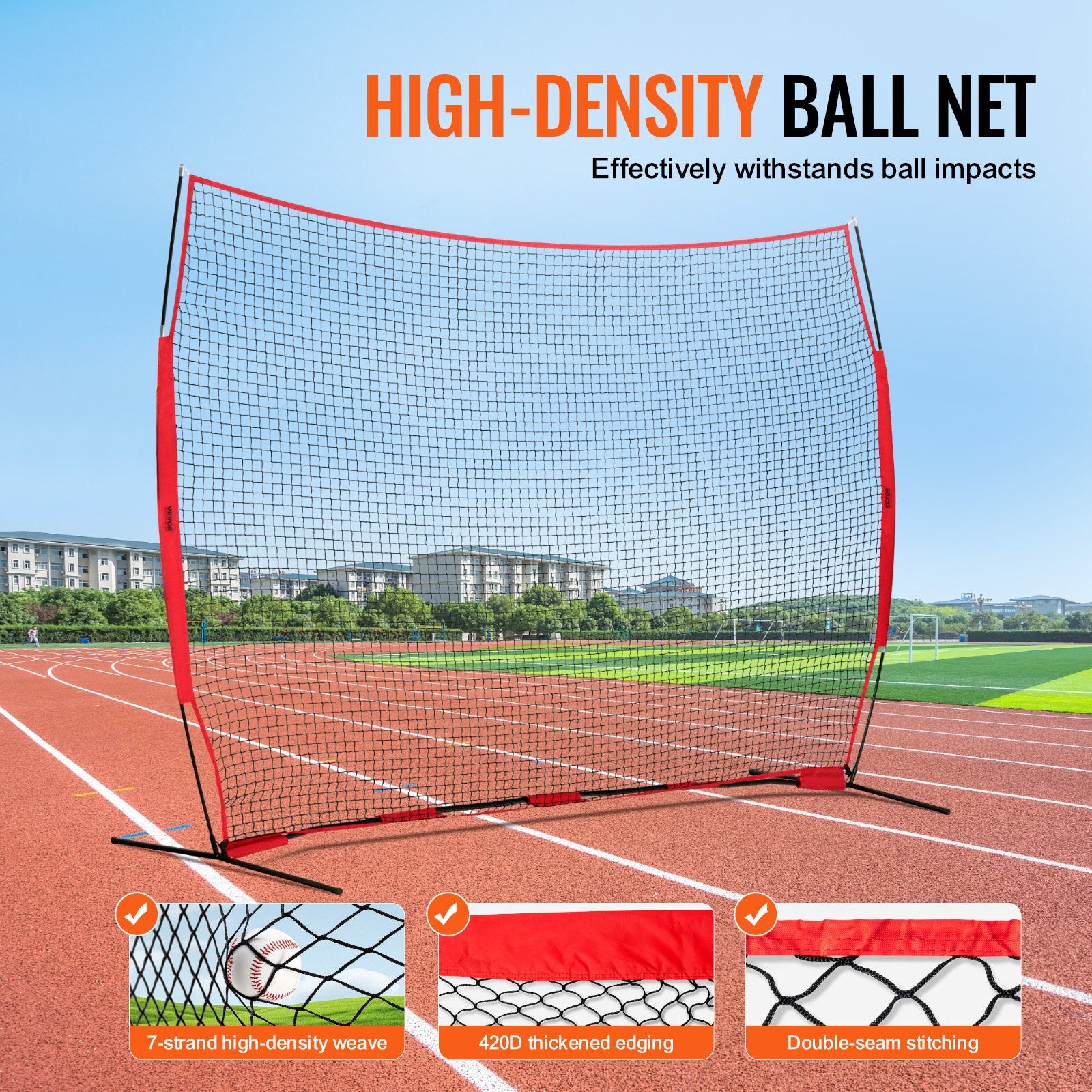 Barricade Backstop Net, 12x9 ft Ball Sports Barrier Netting, Portable Practice Equipment with Carry Bag, Protection Screen for Baseball Softball Lacrosse Soccer Hockey Training, for Backyard Unique