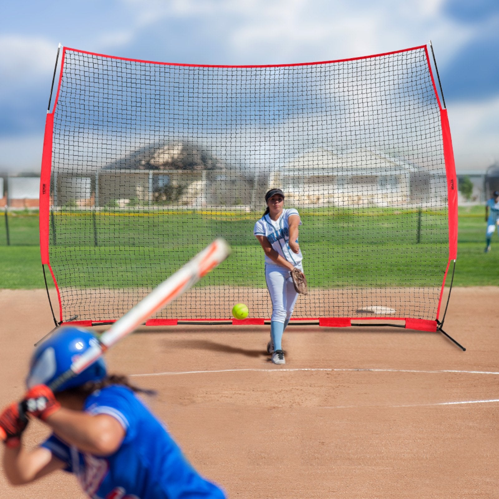 Barricade Backstop Net, 12x9 ft Ball Sports Barrier Netting, Portable Practice Equipment with Carry Bag, Protection Screen for Baseball Softball Lacrosse Soccer Hockey Training, for Backyard Unique