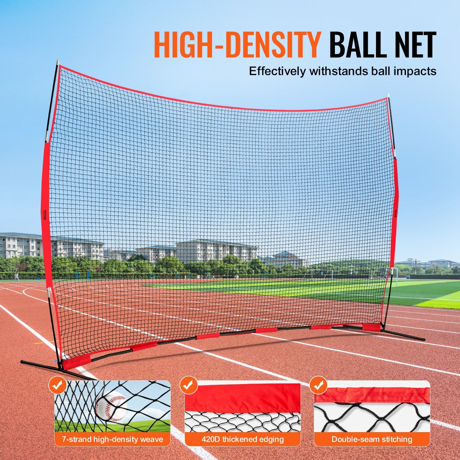 Barricade Backstop Net, 16x10 ft Ball Sports Barrier Netting, Portable Practice Equipment with Carry Bag, Protection Screen for Baseball Softball Lacrosse Soccer Hockey Training, for Backyard Unique