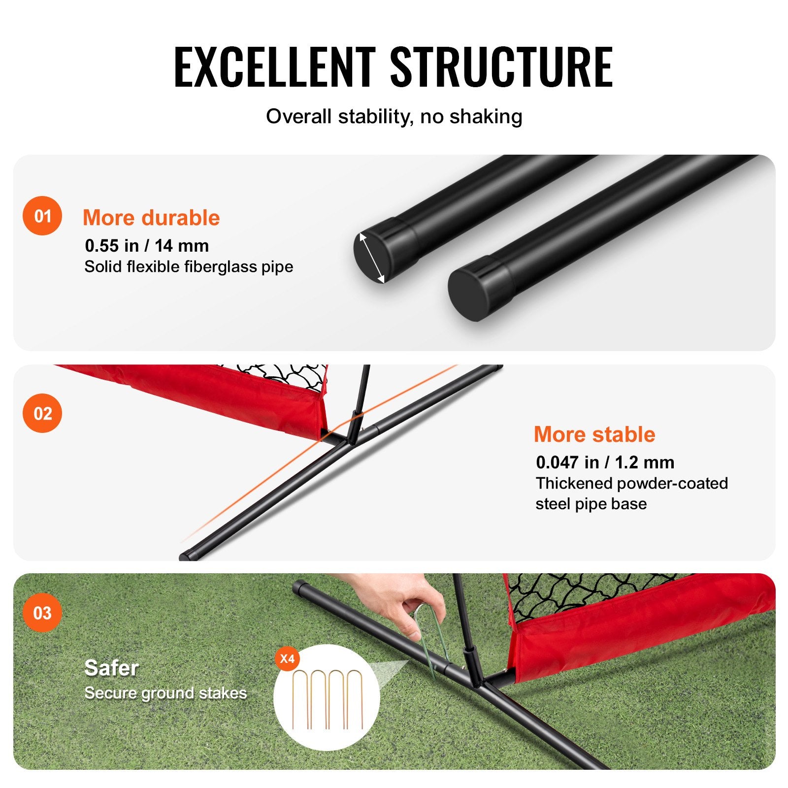 Barricade Backstop Net, 16x10 ft Ball Sports Barrier Netting, Portable Practice Equipment with Carry Bag, Protection Screen for Baseball Softball Lacrosse Soccer Hockey Training, for Backyard Unique
