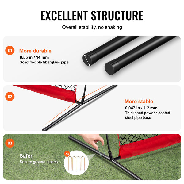 Barricade Backstop Net, 16x10 ft Ball Sports Barrier Netting, Portable Practice Equipment with Carry Bag, Protection Screen for Baseball Softball Lacrosse Soccer Hockey Training, for Backyard Unique