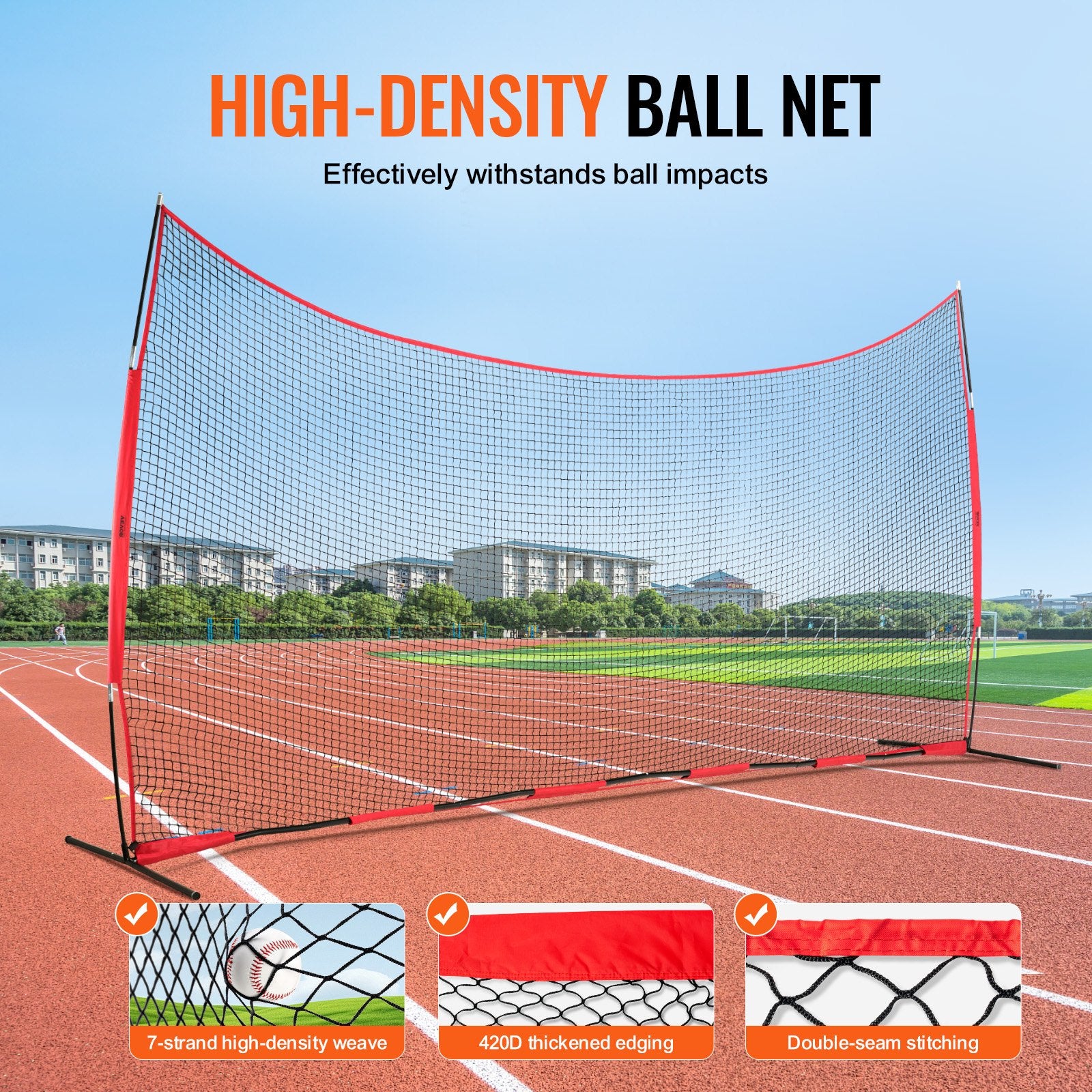 Barricade Backstop Net, 20x10 ft Ball Sports Barrier Netting, Portable Practice Equipment with Carry Bag, Protection Screen for Baseball Softball Lacrosse Soccer Hockey Training, for Backyard Unique