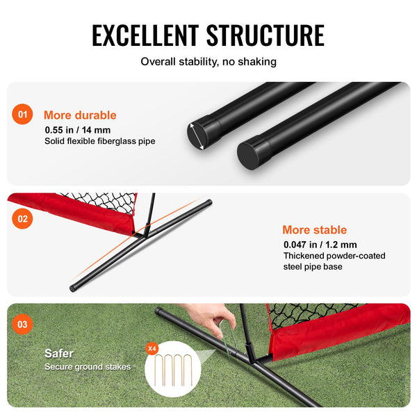 Barricade Backstop Net, 20x10 ft Ball Sports Barrier Netting, Portable Practice Equipment with Carry Bag, Protection Screen for Baseball Softball Lacrosse Soccer Hockey Training, for Backyard Unique