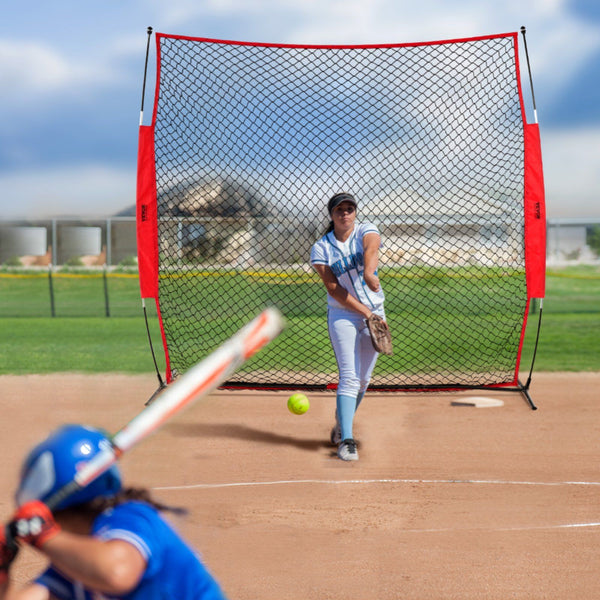 Barricade Backstop Net, 7x7 ft Ball Sports Barrier Netting, Portable Practice Equipment with Carry Bag, Protection Screen for Baseball Softball Lacrosse Soccer Hockey Training, for Backyard Unique
