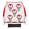 1828.8x1828.8mm Football Trainer Throwing Net, Training Throwing Target Practice Net with 5 Target Pockets, Knotless Net Includes Straps and Portable Carry Case, Improve QB Throwing Accuracy,Red