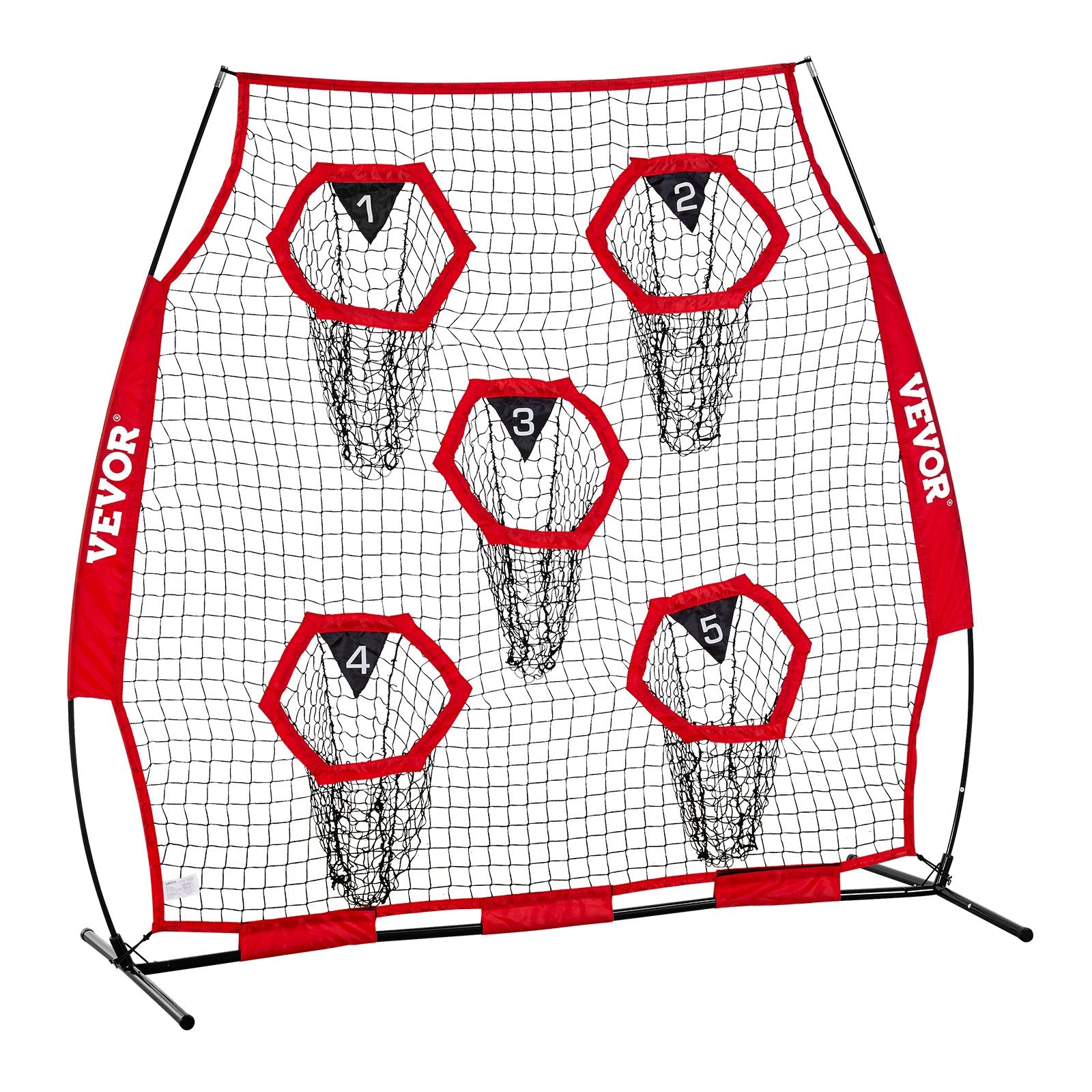 1828.8x1828.8mm Football Trainer Throwing Net, Training Throwing Target Practice Net with 5 Target Pockets, Knotless Net Includes Straps and Portable Carry Case, Improve QB Throwing Accuracy,Red Unique
