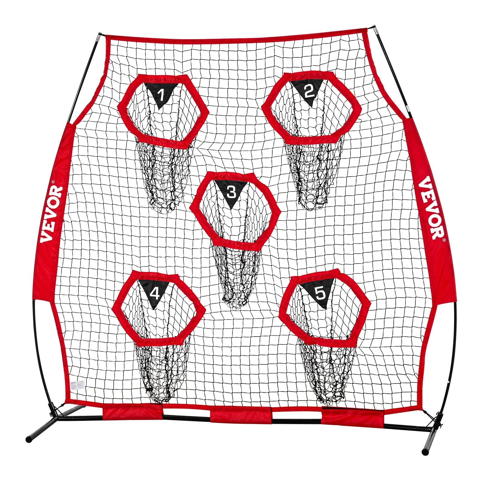 1828.8x1828.8mm Football Trainer Throwing Net, Training Throwing Target Practice Net with 5 Target Pockets, Knotless Net Includes Straps and Portable Carry Case, Improve QB Throwing Accuracy,Red Unique