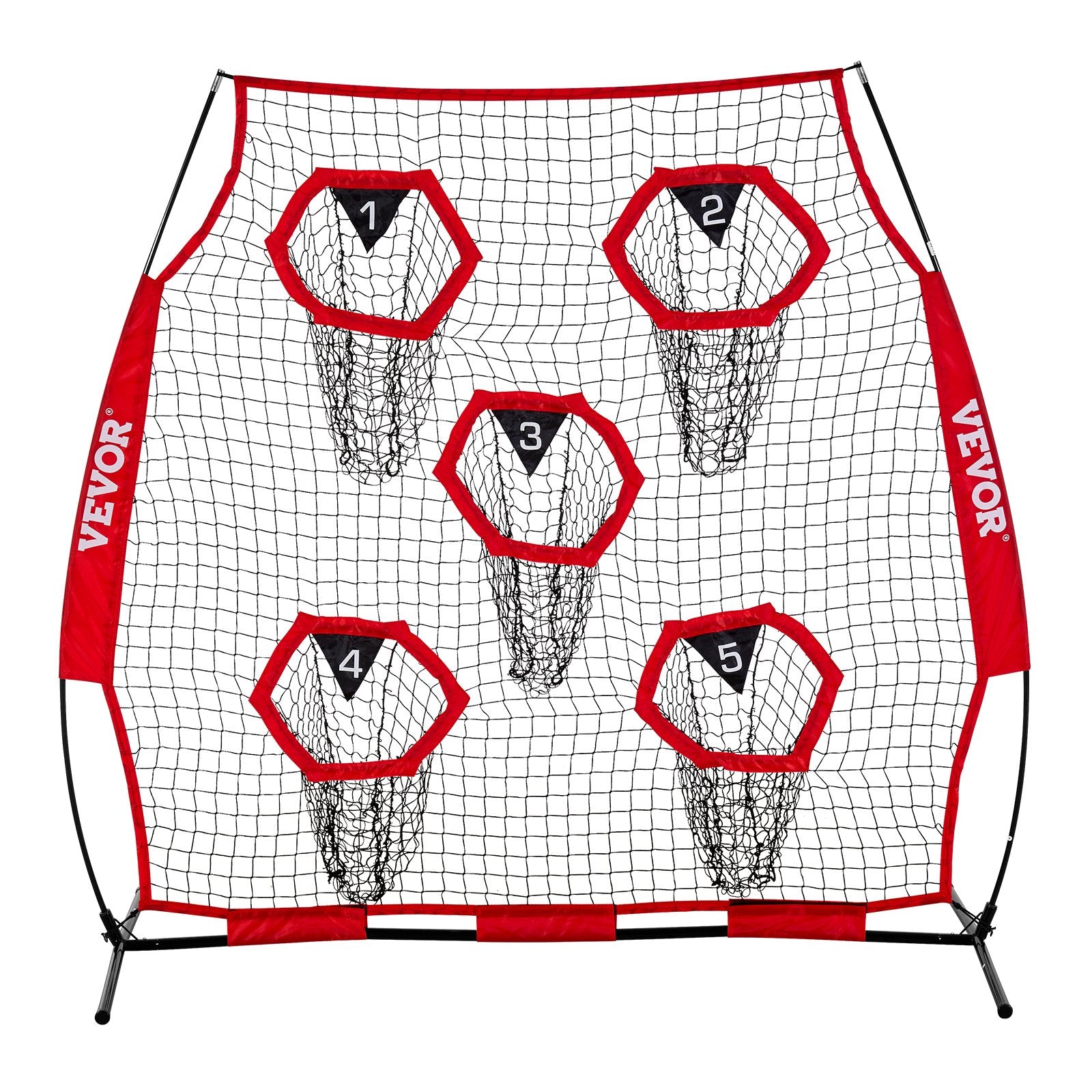 1828.8x1828.8mm Football Trainer Throwing Net, Training Throwing Target Practice Net with 5 Target Pockets, Knotless Net Includes Straps and Portable Carry Case, Improve QB Throwing Accuracy,Red Unique