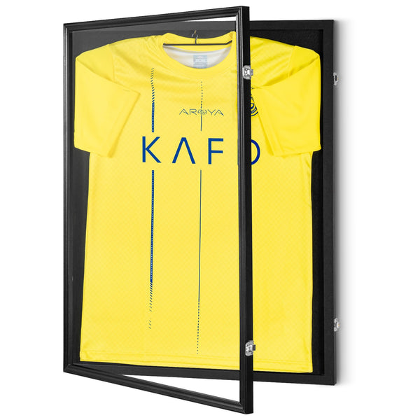 Jersey Display Frame Case, 590 x 790 x 40 mm, Large Lockable Sport Jersey Shadow Box with 98% UV Protection PC Glass and Hangers, for Baseball Basketball Football Hockey Shirt and Uniform Unique