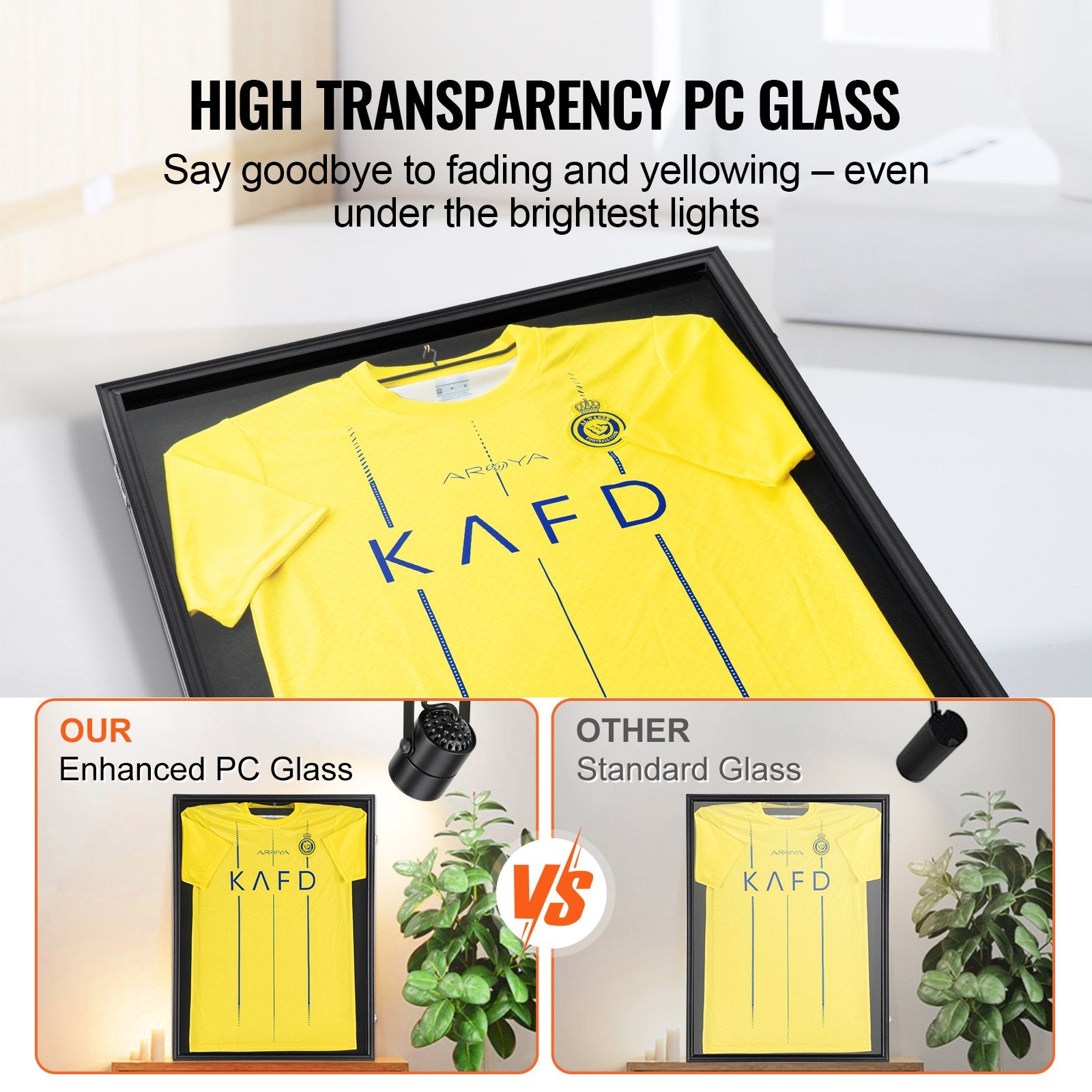 Jersey Display Frame Case, 590 x 790 x 40 mm, Large Lockable Sport Jersey Shadow Box with 98% UV Protection PC Glass and Hangers, for Baseball Basketball Football Hockey Shirt and Uniform Unique