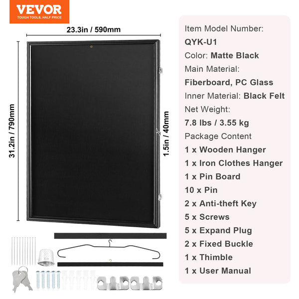 Jersey Display Frame Case, 590 x 790 x 40 mm, Large Lockable Sport Jersey Shadow Box with 98% UV Protection PC Glass and Hangers, for Baseball Basketball Football Hockey Shirt and Uniform Unique