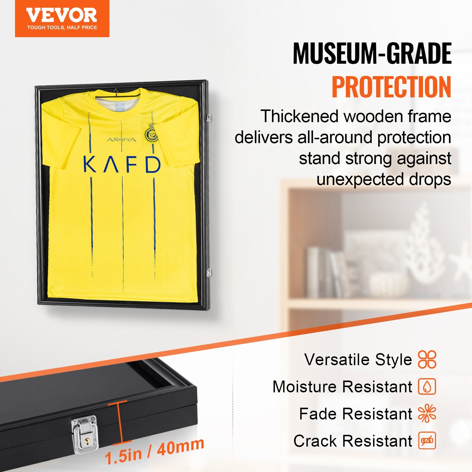 2PCs Jersey Display Frame Case, 590 x 790 x 40 mm, Large Lockable Sport Jersey Shadow Box with 98% UV Protection PC Glass and Hangers, for Baseball Basketball Football Hockey Shirt and Uniform Unique