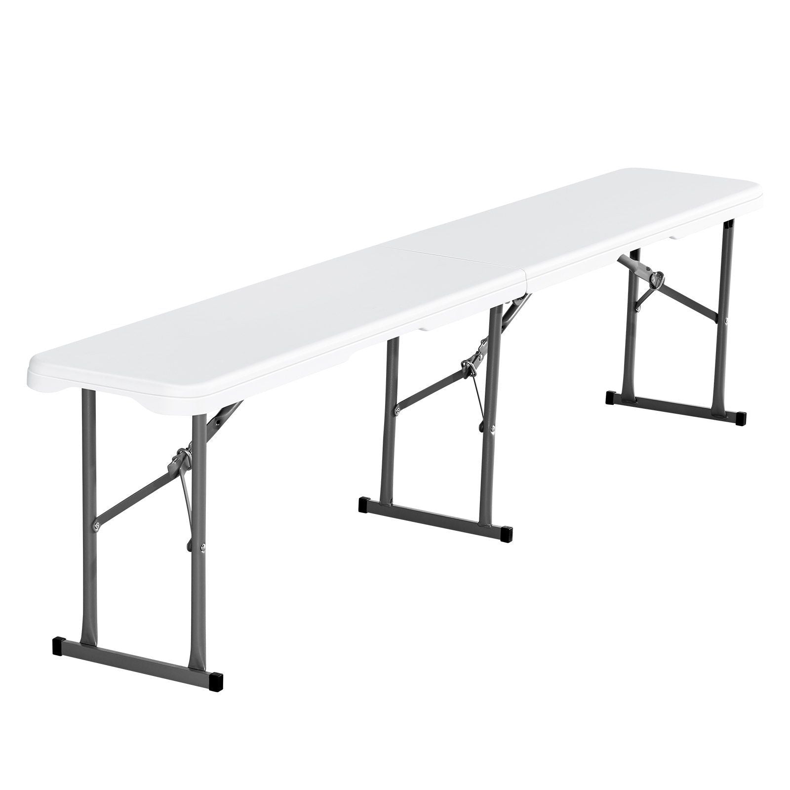 Plastic Folding Bench, 6 ft Portable Bench for Indoor/Outdoor Picnic Party Patio Camping Dining, Foldable Smooth HDPE Seat for Garden Soccer Multipurpose Entertaining Activities, 2 Pack, White Unique