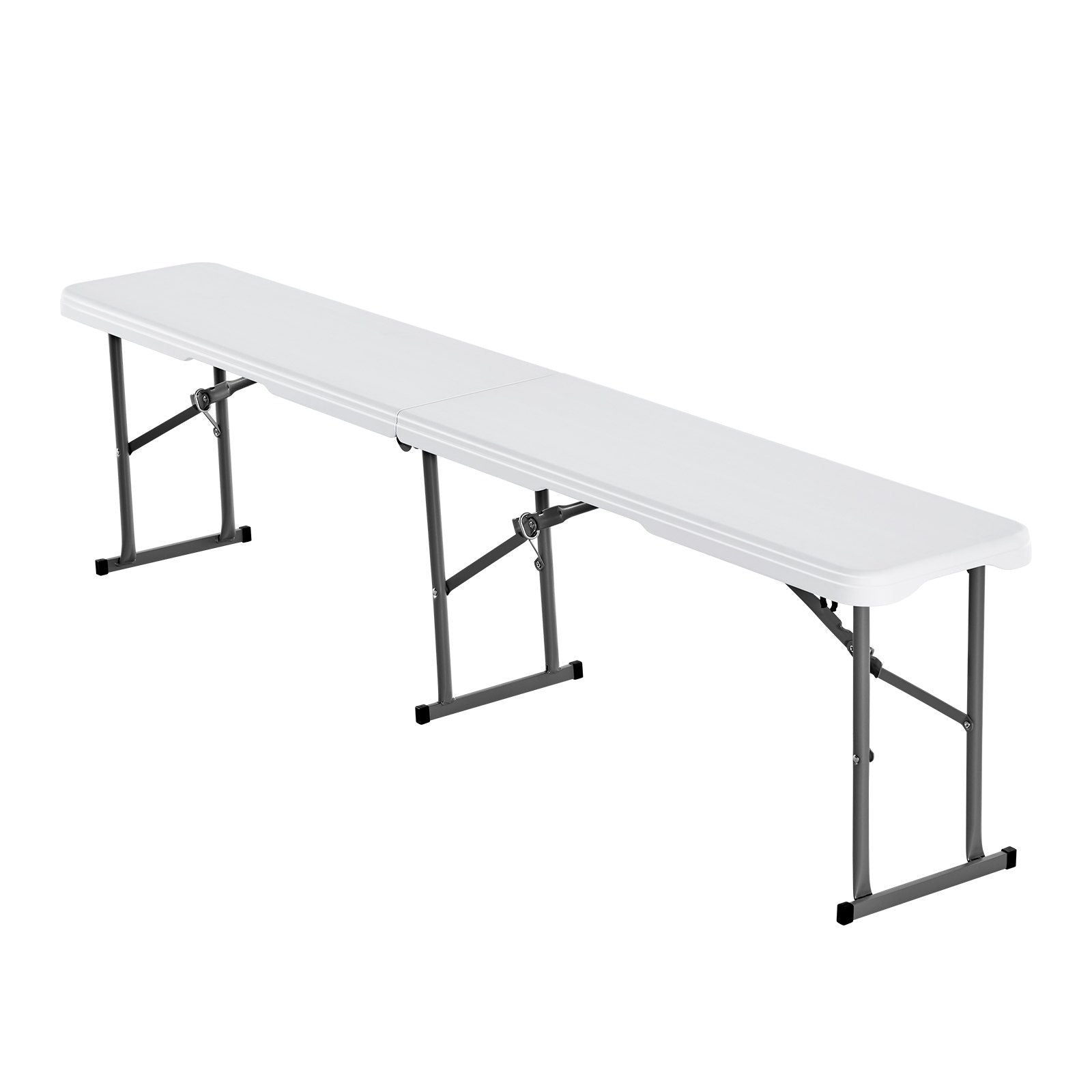 Plastic Folding Bench, 6 ft Portable Bench for Indoor/Outdoor Picnic Party Patio Camping Dining, Foldable Smooth HDPE Seat for Garden Soccer Multipurpose Entertaining Activities, 2 Pack, White Unique