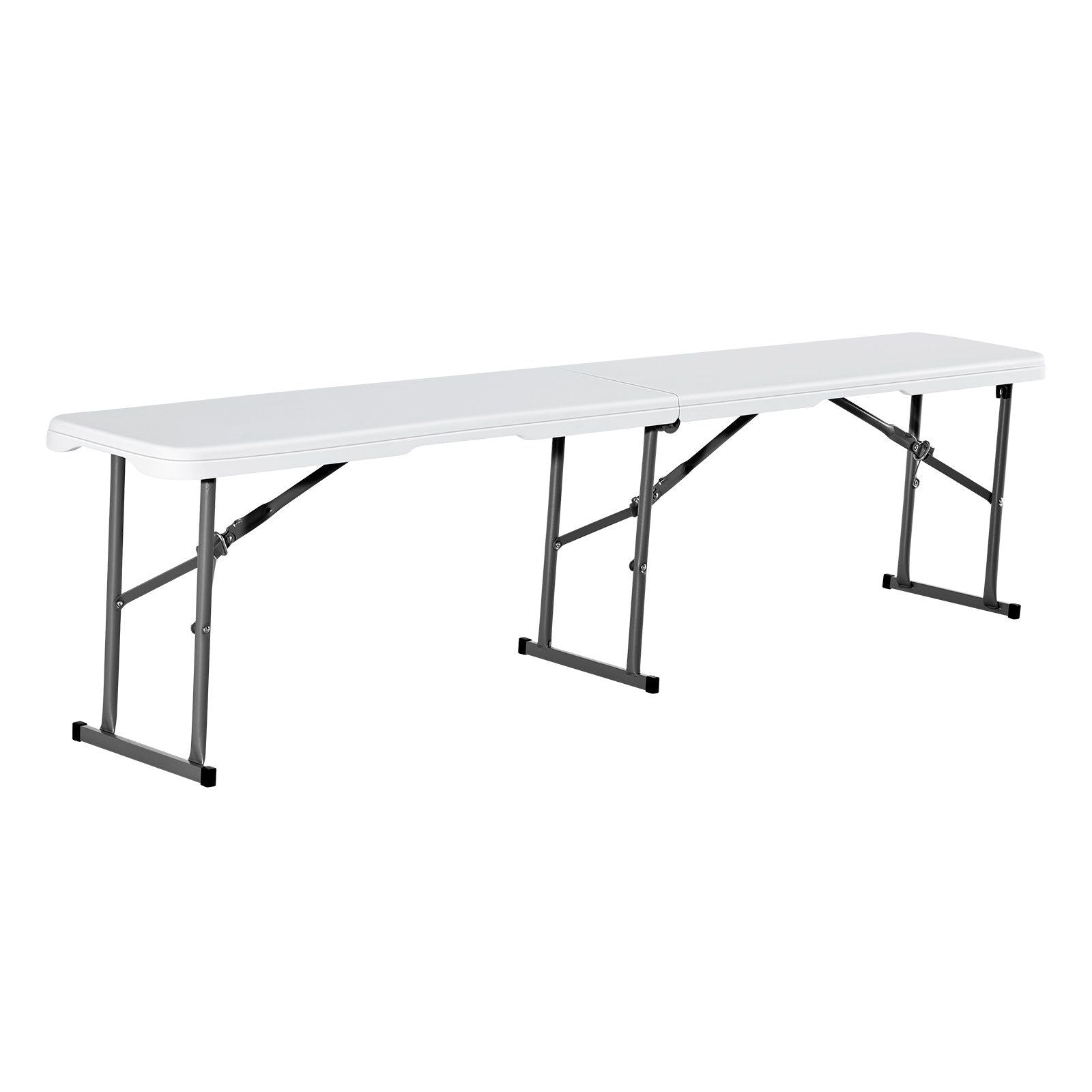 Plastic Folding Bench, 6 ft Portable Bench for Indoor/Outdoor Picnic Party Patio Camping Dining, Foldable Smooth HDPE Seat for Garden Soccer Multipurpose Entertaining Activities, 2 Pack, White