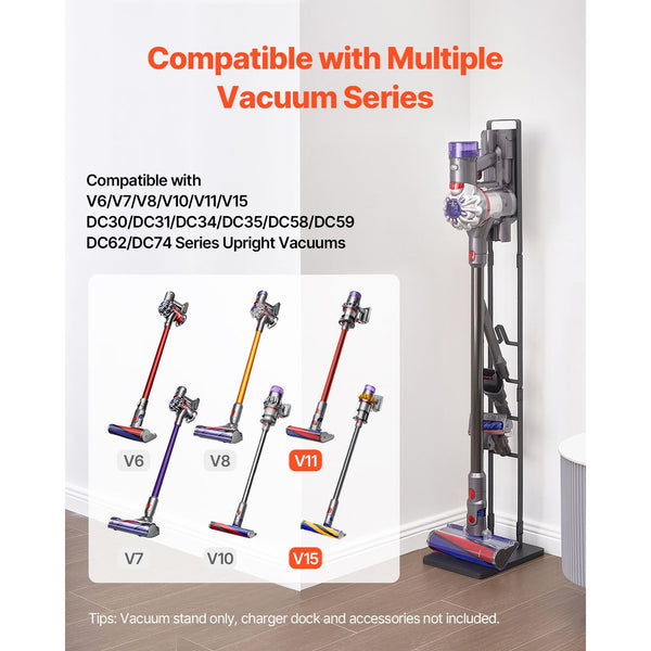 Vacuum Stand, Compatible With Dyson V6 V7 V8 V10 V11 V15, Stable Vacuum Stand Holder with 4 Hooks for Dyson DC30 DC31 DC34 DC35 DC58 DC59 DC62 D74 Cordless Upright Vacuum Cleaners & Accessories Awezingly